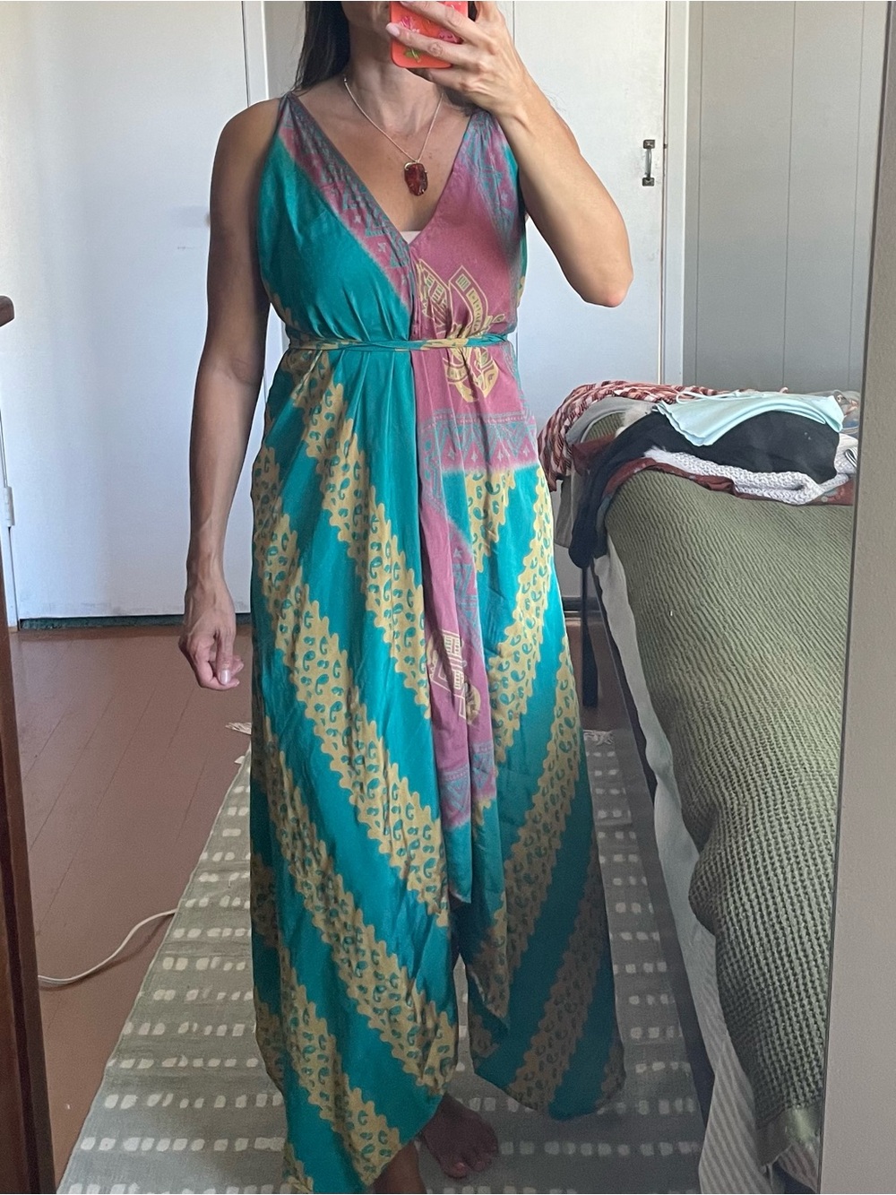 100% Silk dress- Made in India. Small to medium sizing.